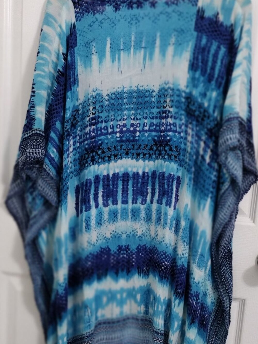 INGEAR Resort Kaftan Tunic Blue Tie Dye Boho Cover Up One Size - Picture 6 of 6